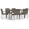 vidaXL 7-delige Tuinset met kussens poly rattan grijs