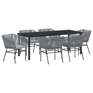 vidaXL Tuin eettafelset 7 st Grijs Gepoedercoat staal