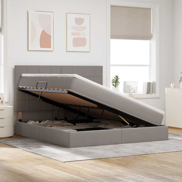 vidaXL Opslag bed met matras met matras Taupe 180 x 200 cm Polyester