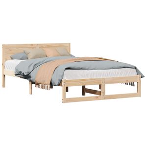 vidaXL Bedframe met hoofdeinde Naturel 120 x 200 cm Massief grenenhout