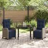 vidaXL Tuin eettafelset met kussen 3 pcs Grijs poly rattan