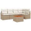 vidaXL Tuinbankenset met kussen 6 pcs Beige poly rattan