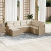 vidaXL 7-delige Loungeset met kussens poly rattan beige