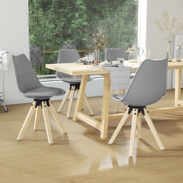 vidaXL Eetkamerstoelen draaibaar 4 st PP grijs