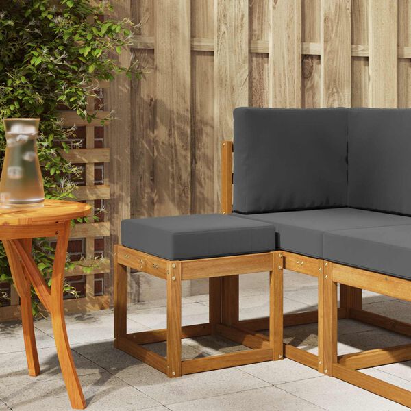 vidaXL Stoelbank met kussen Natuurlijk en Antraciet 43 x 43 x 37 cm