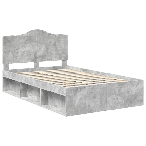 vidaXL Bedframe met hoofdeinde Beton 120 x 190 cm Massief grenenhout