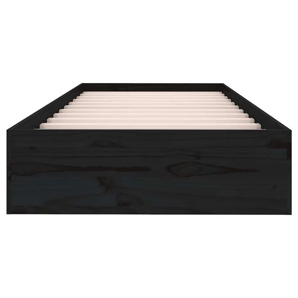 vidaXL Bedframe massief hout zwart 75x190 cm