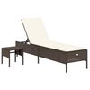 vidaXL Ligbed met tafel en kussen poly rattan bruin
