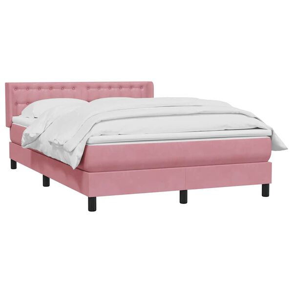 vidaXL Boxspring met matras fluweel roze 160x220 cm
