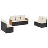 vidaXL 7-delige Loungeset met kussens poly rattan zwart