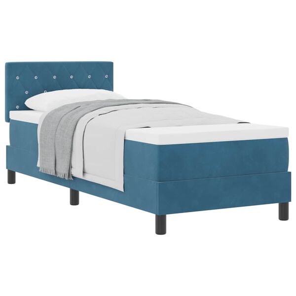 vidaXL Boxspringbed met matras Donkerblauw 80 x 200 cm Fluweel