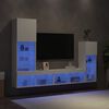 vidaXL 4-delige Tv-wandmeubelset met LED-verlichting bewerkt hout wit