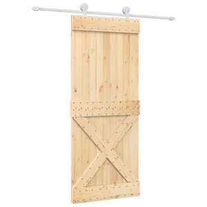 vidaXL Schuifdeur Natuurlijk en Wit 85 x 210 cm Massief Grenenhout