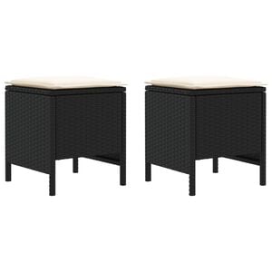 vidaXL Tuinvoetenbank 2 Stuk Zwart en Cr&egrave;me 38 x 38 x 45 cm PE Rattan