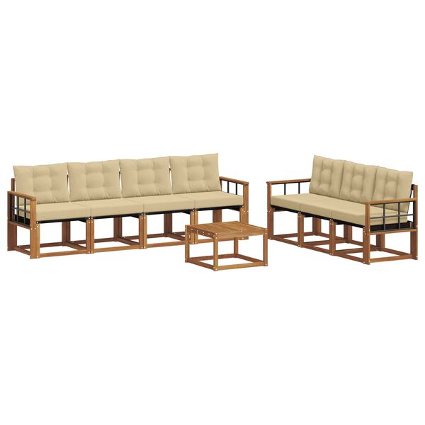 vidaXL Buiten bankenset met kussen 8 pcs Natuurlijk en Beige