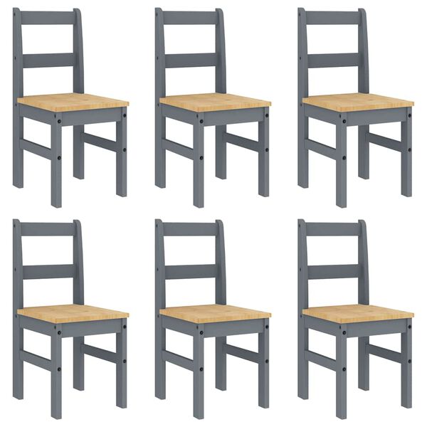 vidaXL 7-delige Eetset Panama massief grenenhout grijs