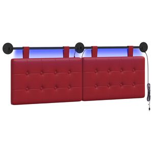vidaXL Hangend hoofdbord Met LED-verlichting Wijnrood Kunstleer