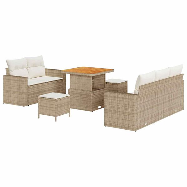 vidaXL Tuin Sofa Set met kussen 8 pcs Beige poly rattan