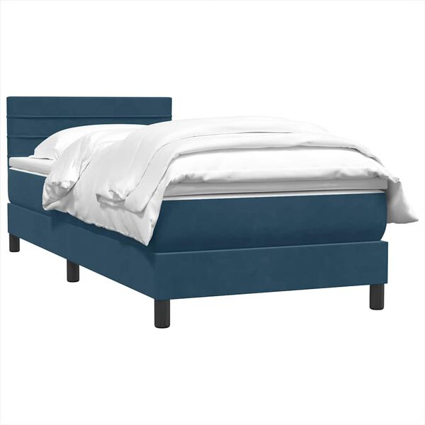 vidaXL Boxspring met matras fluweel donkerblauw 90x220 cm