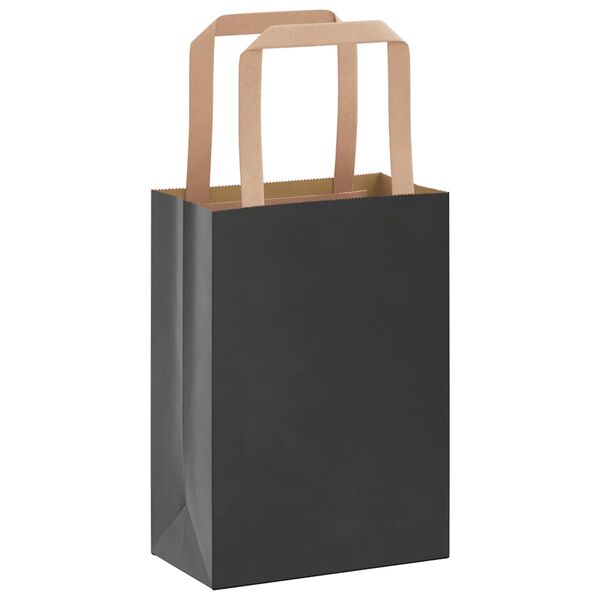 vidaXL Papieren zakken 250 st met hengsels 15x8x21 cm zwart