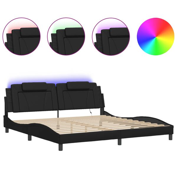 vidaXL Bedframe "Viana" met LED zonder matras zwart 200x200 cm