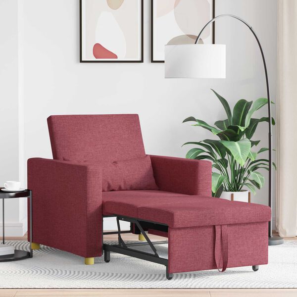vidaXL Uittrekbaar slaapbank eenpersoons Wijnrood 90 x 165 x 87 cm