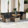 vidaXL 8-delige Loungeset met kussens poly rattan acacia grijs