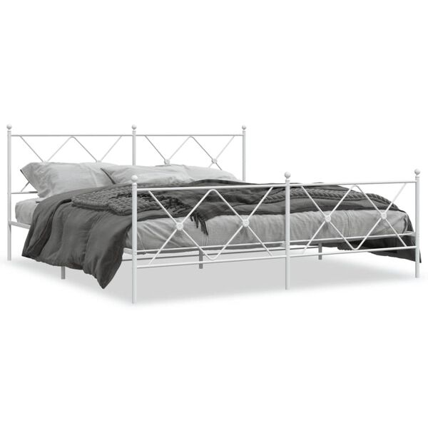 vidaXL Bedframe met hoofd- en voeteneinde metaal wit 183x213 cm