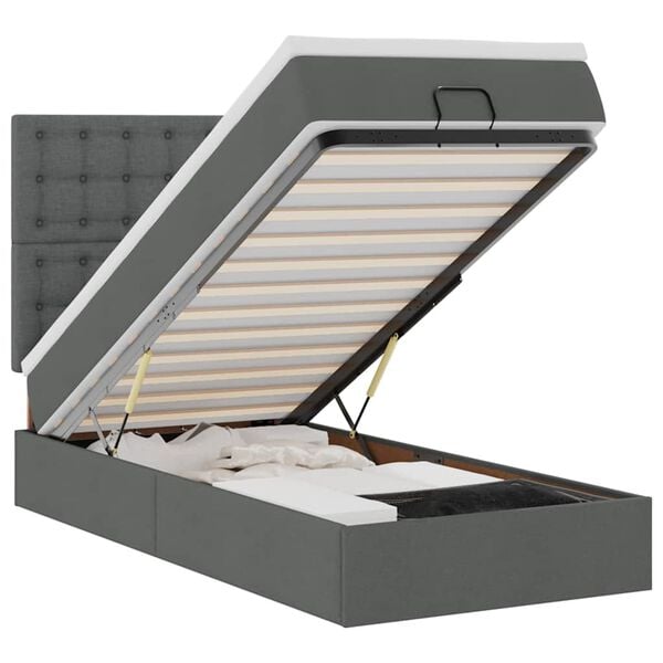 vidaXL Ottoman bed met matras en LED's 100x200cm stof donkergrijs