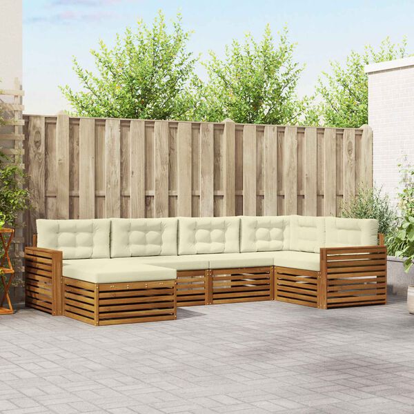 vidaXL Buiten bankenset met kussen 6 pcs Natuurlijk en Cr&egrave;me