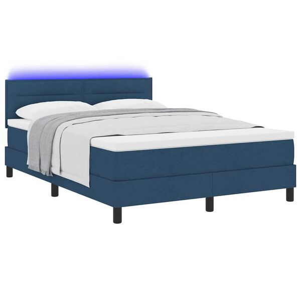 vidaXL Boxspring bed met matras met hoofdeinde Blauw 160 x 200 cm Stof