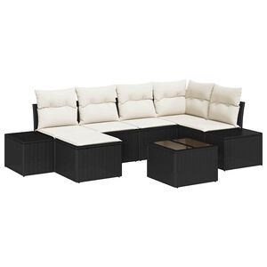 vidaXL Tuin Sofa Set met kussen 6 pcs Zwart en Cr&egrave;me poly rattan