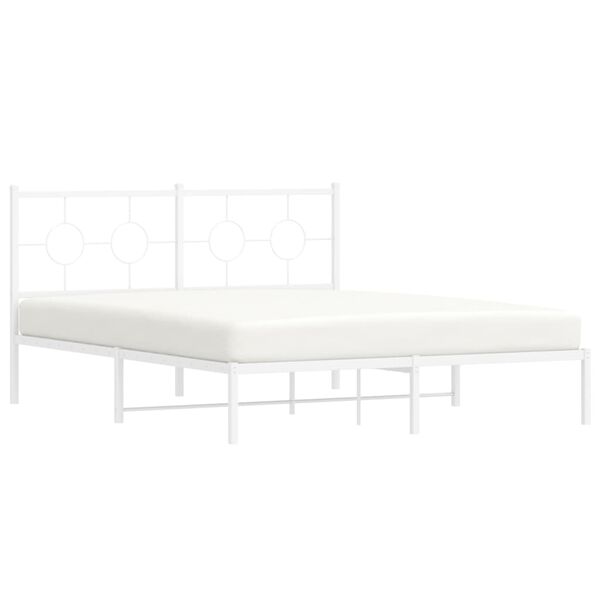 vidaXL Bedframe met hoofdbord metaal wit 160x200 cm
