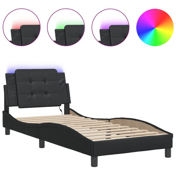 vidaXL Bedframe met LED zonder matras "Zadar" zwart 80x200 cm