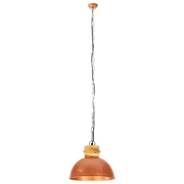 vidaXL Hanglamp industrieel rond E27 32 cm mangohout koperkleurig