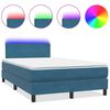 vidaXL Boxspring met matras en LED fluweel donkerblauw 120x210 cm