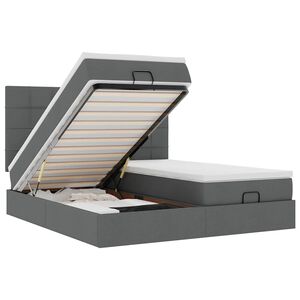 vidaXL Ottoman bed met matrassen en LED's 160x200cm stof donkergrijs