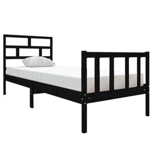 vidaXL Bedframe massief grenenhout zwart 75x190 cm