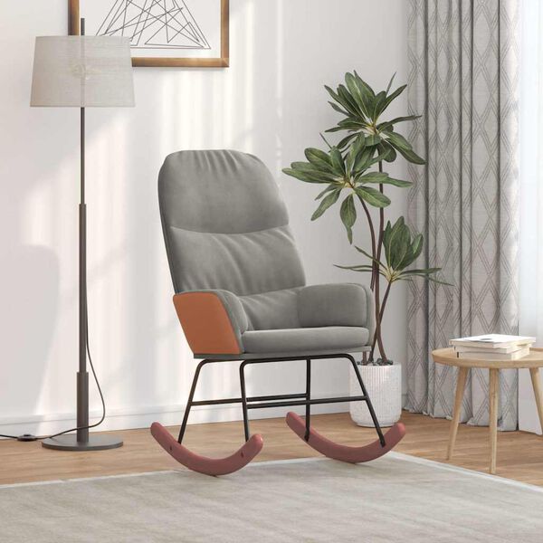 vidaXL Schommelstoel fluweel lichtgrijs