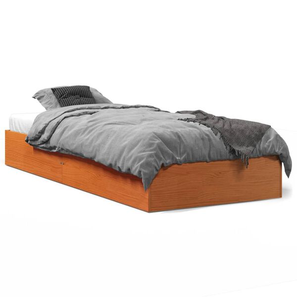 vidaXL Bedframe zonder matras massief grenenhout wasbruin 90x200 cm