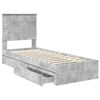 vidaXL Opslag bed met hoofdeinde Beton Grijs 75 x 190 cm Bewerkt hout