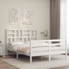 vidaXL Bedframe met hoofdbord massief hout wit 140x190 cm