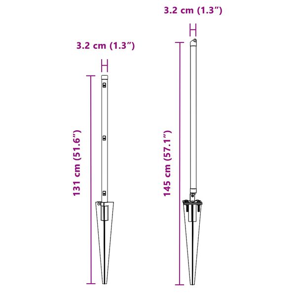 vidaXL Hek Post Anders 26 pcs Grijs 3,2 x 3,2 x 100 cm Staal