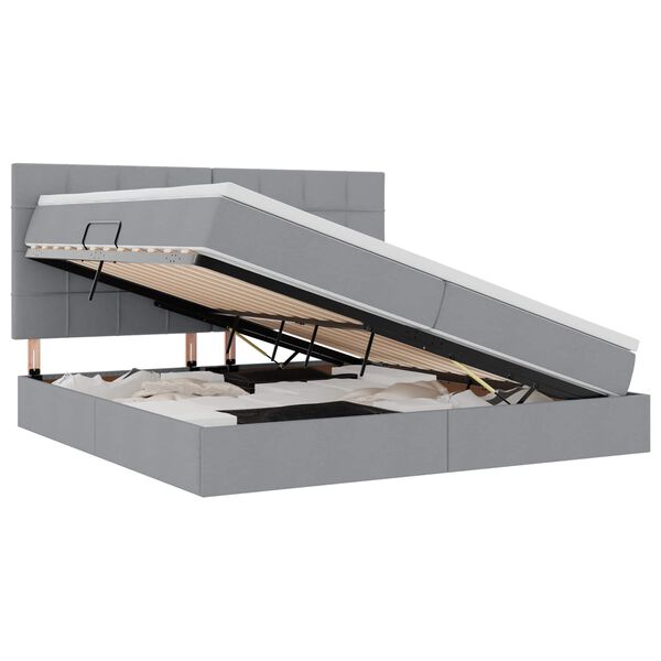 vidaXL Opbergbed met LED met matras Lichtgrijs 200 x 200 cm Polyester