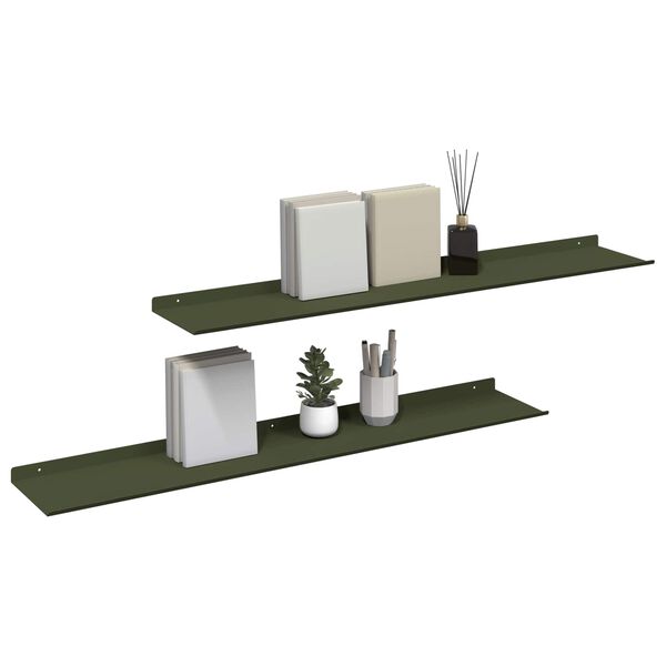 vidaXL Drijvende plank 2 pcs Olijf Groen 100 x 18 x 2,5 cm Staal