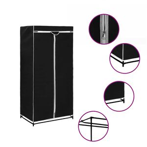 vidaXL Kledingkast 75x50x160 cm zwart