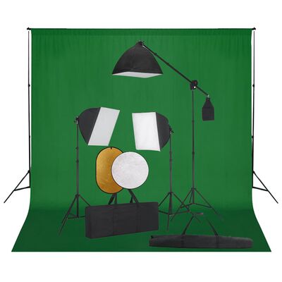 vidaXL Fotostudioset met softboxlampen, achtergrond en reflector