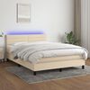 vidaXL Boxspring met matras en LED stof cr&egrave;mekleurig 140x200 cm
