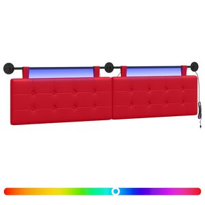 vidaXL Hangend hoofdbord Met LED-verlichting Rood Kunstleer