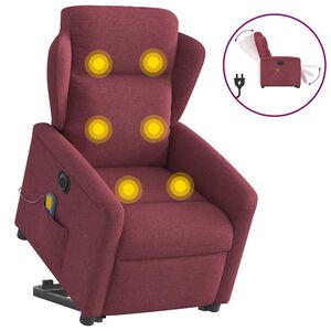 vidaXL Sta-op-massagestoel elektrisch verstelbaar stof wijnrood